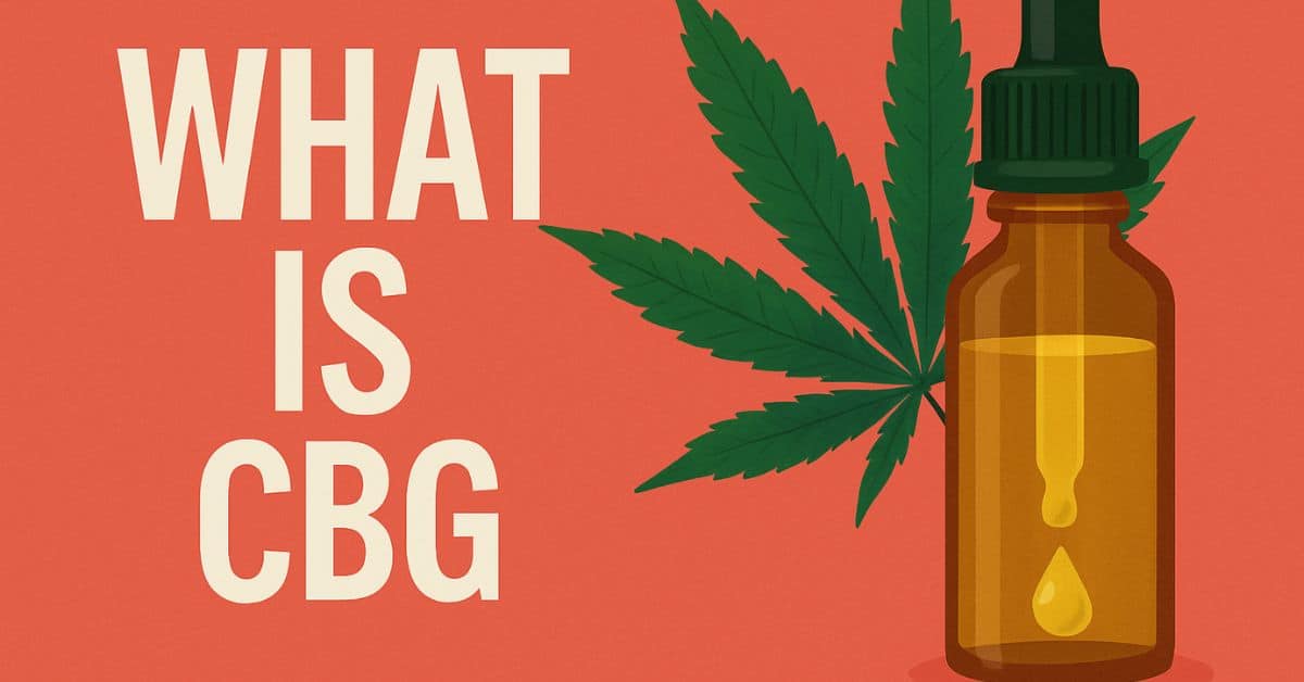 CBG compound graphic with cannabis leaf background